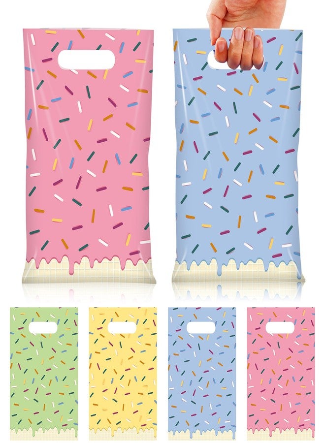 Hallswl 50pcs Ice Cream Party Favor Plastic Treat Bags,Ice Cream Candy Bag,4 Color Sprinkles Goodie Bag for Icecream Theme party decorations and Summer Birthday Party Supplies - Image 1